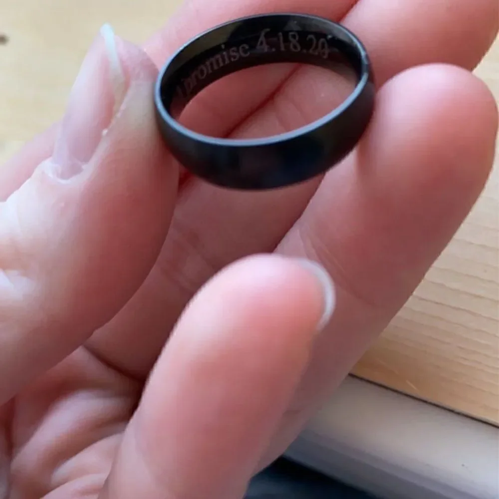 Personalized Engraved Men's Black Promise Ring - Black Promise Ring For Guys